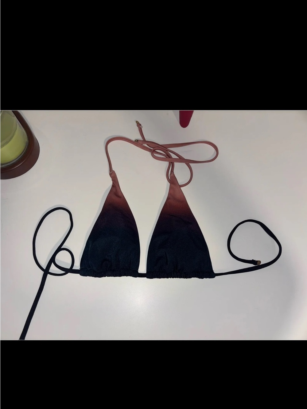 Victoria's Secret Ombre Triangle Bikini Top in Black and Rust
